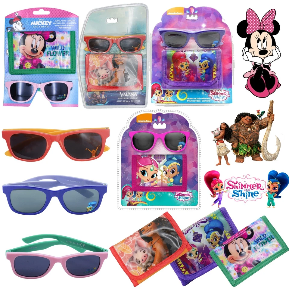 Licensed Trifold Canvas Slim Wallet W Kids Girls Sunglasses UV400 Protection-2PK - Image 1 of 1