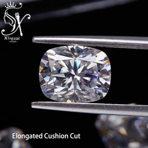 Cojín alargado corte blanco color D moissanita piedra suelta VVS1 gemas para joyería - Imagen 1 de 13