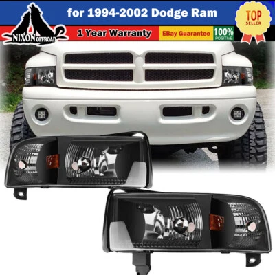 Conjunto de faros delanteros de repuesto para 94-02 Dodge Ram 1500 2500 3500 Foto 1 de 4
