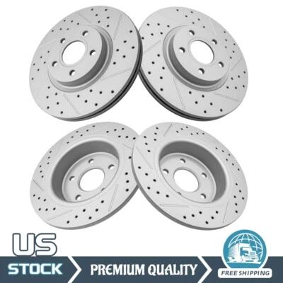 For Ford Escape C-Max 2014-2016 Front Rear Drilled Slotted Disc Brake Rotors Kit Foto 1 de 4