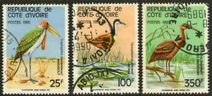 COTE D'IVOIRE: n°720A/720C oblitérés, faune, oiseaux (cote 60€) - Imagen 1 de 2