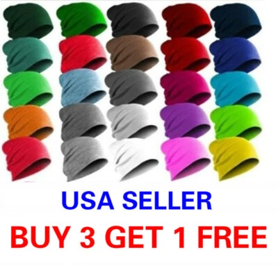 Beanie Thin Plain Knit Hat Baggy Cap Cuff Slouchy Skull Hats Ski Men Women - Image 1 of 3
