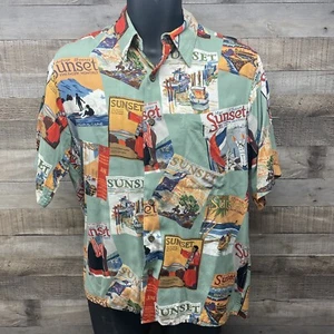 Men's Reyn Spooner 100% Rayon Sunset Button Up Hawaiian Shirt Size Small - Picture 1 of 7