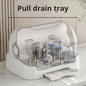 Large Capacity Baby Bottle Drying Rack with Transparent Lid Removable Drain Tray - Picture 1 of 27