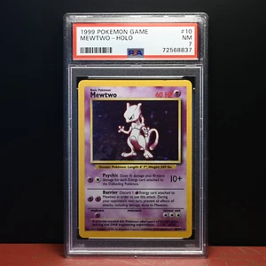 Pokémon Mewtwo 10/102 Base Set Holo Rare - 4th Print "1999-2000" - PSA 7 - Picture 1 of 3