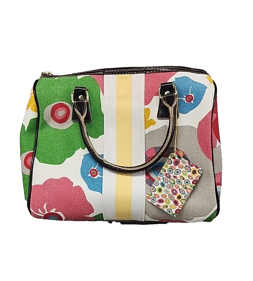 Victoria Secret Purse Handbag Floral Stripe Zip Amber Romance  - Image 1 of 1