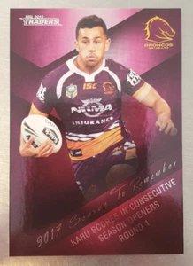 NRL 2018 Traders Season to Remember 2017 Kahu Card Broncos SR03/48 - Imagen 1 de 2