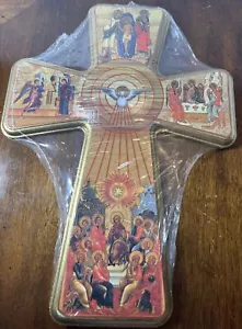 New rare Gold Toned Wooden Cross, Various Depictions, Made In Italy Wall Hanging - Picture 1 of 12