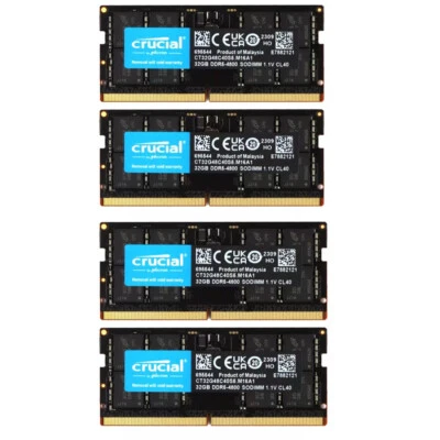 New Crucial 128GB (4x32GB) DDR5-4800MHz PC5-38400 SODIMM Memory Ram CT32G48C40S5 - Image 1 of 4