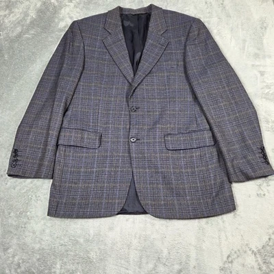 Abrigo deportivo Patrick James 40R azul a cuadros Loro Piana Zelander Blazer de lana italiana Foto 1 de 4