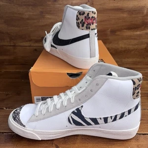Nike Shoes Men's Sz 11 Blazer Mid '77 Vintage White Black Leopard DZ4840-100 NEW - Picture 1 of 8