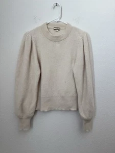 Maglione donna J.Crew bianco sporco maglia cashmere manica a palloncino grande - Foto 1 di 10
