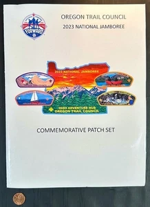 BOY SCOUT BSA OREGON TRAIL COUNCIL 2023 JAMBOREE COMMEMORATIVE 5-PATCH BOOK SET - Picture 1 of 8