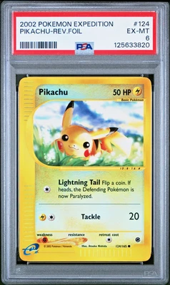 PSA 6 2002 Expedition Pikachu Reverse Holo Foil 124/165 WOTC Pokemon - Image 1 of 2