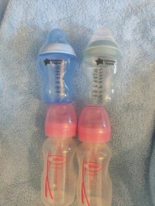 2 Tommy Tippee Bottles And 2 Dr. Browns Bottles, With No Teats. - Picture 1 of 2