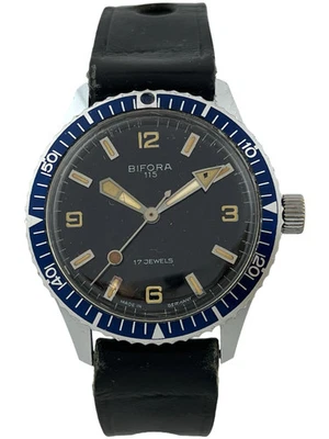 Reloj Pulsera Hombre Buzo Bifora 115 Piel Buzo Herida Mano Kal. 115, funciona Foto 1 de 4