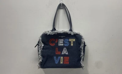 Karl Lagerfeld Cest La Vie Denim Fringe Tote Shoulder Bag - Image 1 of 4