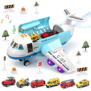 CUTE STONE Toy Airplane with Smoke, Lights & Sounds, Friction Powered Plane T... - Picture 1 of 6