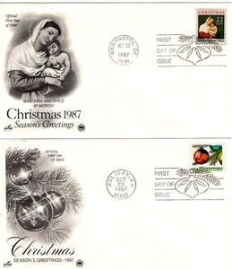 1987 #2367-2368 NAVIDAD EN DOS FDCS ARTE ARTESANÍA CACHÉ UA JOYA! - Imagen 1 de 1