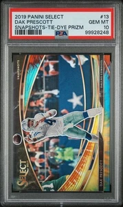 2019 Panini Select Dak Prescott Snapshots Tie-Dye Prizm PSA 10 Dallas Cowboys - Picture 1 of 3