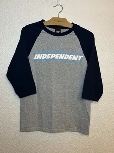 VTG Y2K Independent Truck Company Grey Graphic Skater 3/4 Sleeve Shirt Mens S - Picture 1 of 9