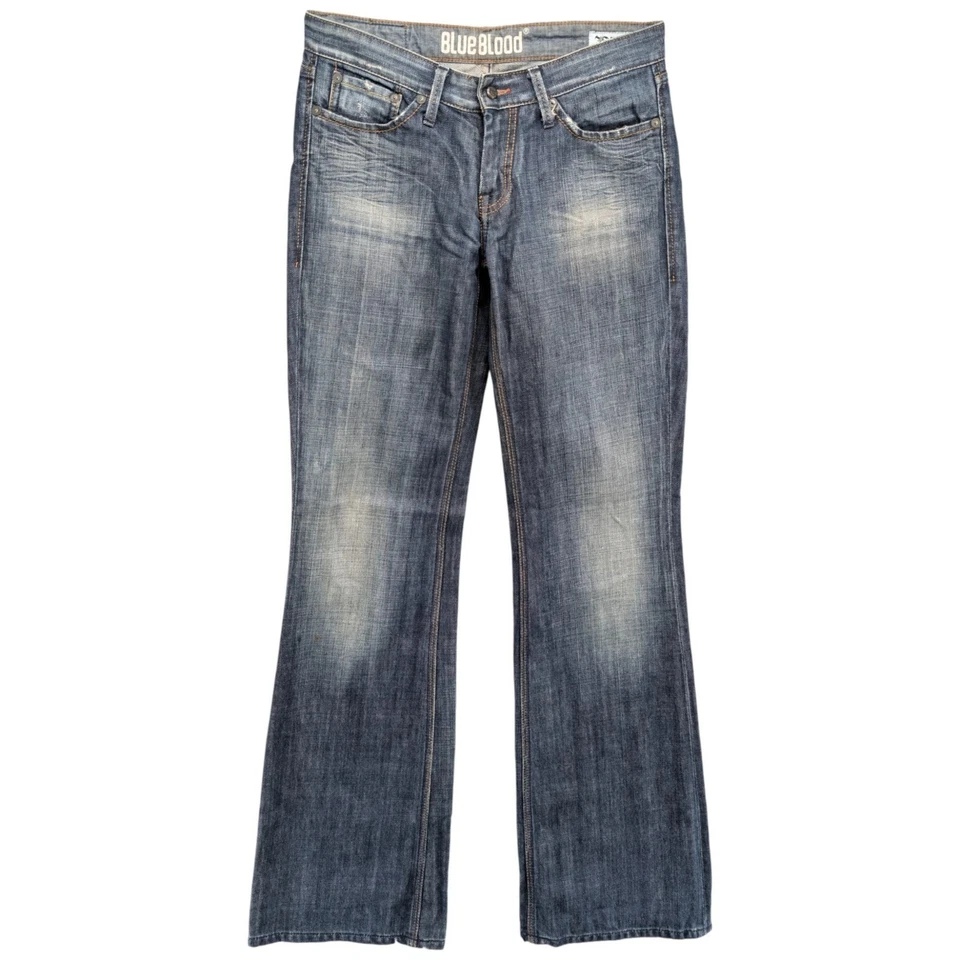 Pantalones de mezclilla BlueBlood BloodLine botín para mujer azul algodón envejecido talla 27 Foto 1 de 4