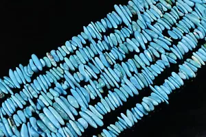 Natürliche Blau Türkis Glatt Ungeschliffen Chips Form Edelstein Perlen für Schmuck 13 Zoll - Bild 1 von 8