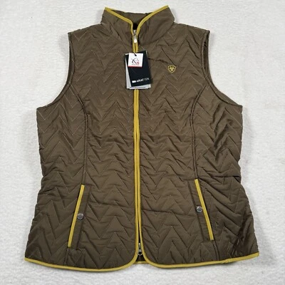 Ariat Vest Women Large Brown Canteen Ashley Insulated Quilted Chevron Equestrian - Image 1 of 4