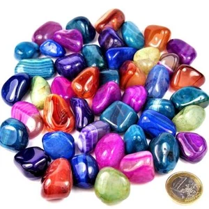 1 kg Achat bunt Trommelsteine A - Qualität Brasilien Größe L Ø ca. 20 - 35 mm - Bild 1 von 5