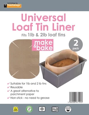TOASTABAGS Loaf Tin Liner - Reusable - Non Stick - Fits 1lb And 2lb Tins - 2 Pack