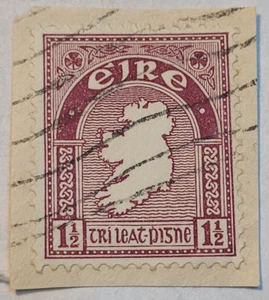 Ireland Postage ~ Geographical ~ 1 ½p Red Stamp ~ Posted/Cancelled ~ 1955 ~ G30 - Picture 1 of 6