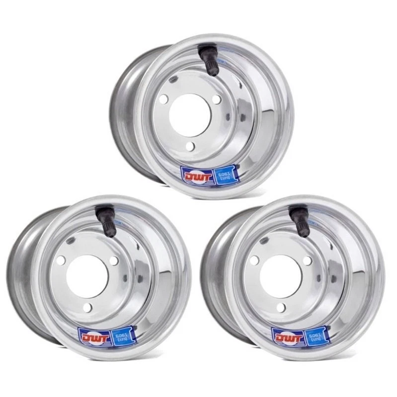 Honda ATC 70 DWT Polished Aluminum Blue Label Front and Rear Wheels Rims 8" 8X6 - Image 1 of 1