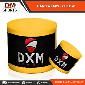 Boxing Hand Wraps Inner Glove 180" Elastic MMA Muay Thai Bandage New Pair Yellow - Picture 1 of 8