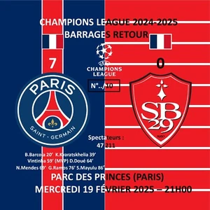 MAGNET  FOOT MATCH PARIS / STADE BRESTOIS 2025-02-19 PETIT SOUVENIR ! - Foto 1 di 1