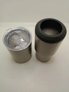 Set of Double Wall Insulated Stainless Steel Can Cooler & 10oz Tumbler - Picture 1 of 1