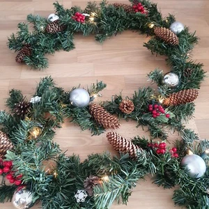 270cm Girlande Weihnachtsgirlande Tannengirlande Weihnachtsdeko LED Außen Innen - Bild 1 von 15