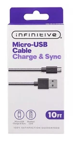 40 Micro-USB Braided Charge & Sync Cable 10' for Samsung Android & USB-A Devices - Picture 1 of 6
