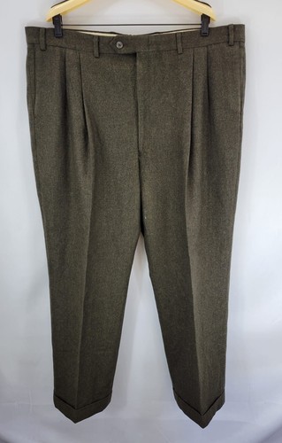 Pantaloni Burberrys Abito Con Tasche Grigio Pieghe Polsini Lana Su misura Uomo 42R