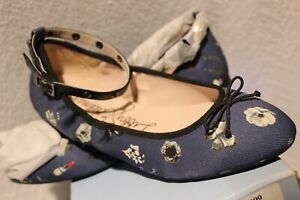 Ladies Size 8 Libby Edelman Clarissa Ankle Flat Slip On Blue Multi Floral Flats