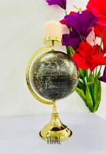 Decorative Handmade Globe Candle Holders Metal Gold Distressed Look