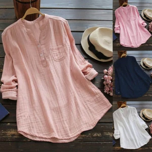 Ladies Cotton Linen T-Shirt Dress Women Casual Baggy Tunic Top Blouse Plus - Bild 1 von 13