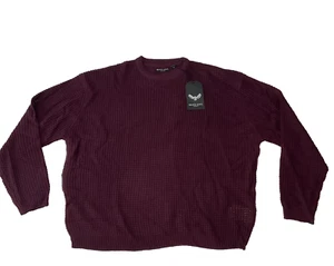 Brave Soul London Long Sleeve Jumper Sweater Mens Size M Red Knit Pullover - Picture 1 of 19