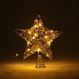 Glitter Christmas Tree Topper Star With LED Lights Sparkle Xmas Treetop Ornament - Picture 1 of 16