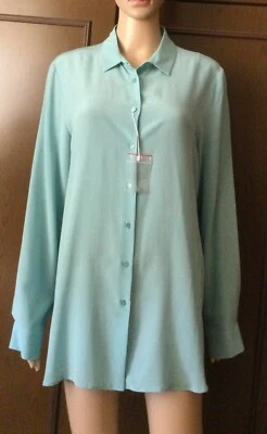 Silk blouse MARINA RINALDI Woman, pale green, color size IT 46 DE 40 US 10 GB 14 - Immagine 1 di 4