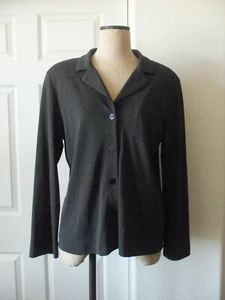 Maxime Charcoal Gray Heather Gray Rayon Poly Long Sleeve Collared Shirt Jacket L - Picture 1 of 10