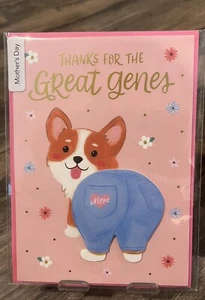 MOTHERS DAY CARD— 🐶 THANKS FOR GREAT GENES PUN DOGGY BOOTY— NEW - Picture 1 of 2