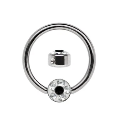 Piercing Gioielli Bcr Anello 1,6mm Con 4mm Epossidica Strass Piastra Acciaio, TG - Immagine 1 di 2