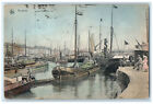 1907 Scene of Boat The Antwerp Basins Belgium Posted Antique Postcard