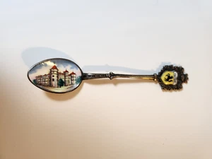 Vintage Stuttgart Germany souvenir spoon, silver with enamel image on bowl - Picture 1 of 4