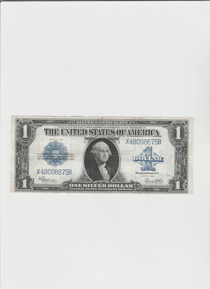 1923 $1 One Dollar Silver Certificate Note Horse Blanket Large Size Banknote. - Image 1 of 4